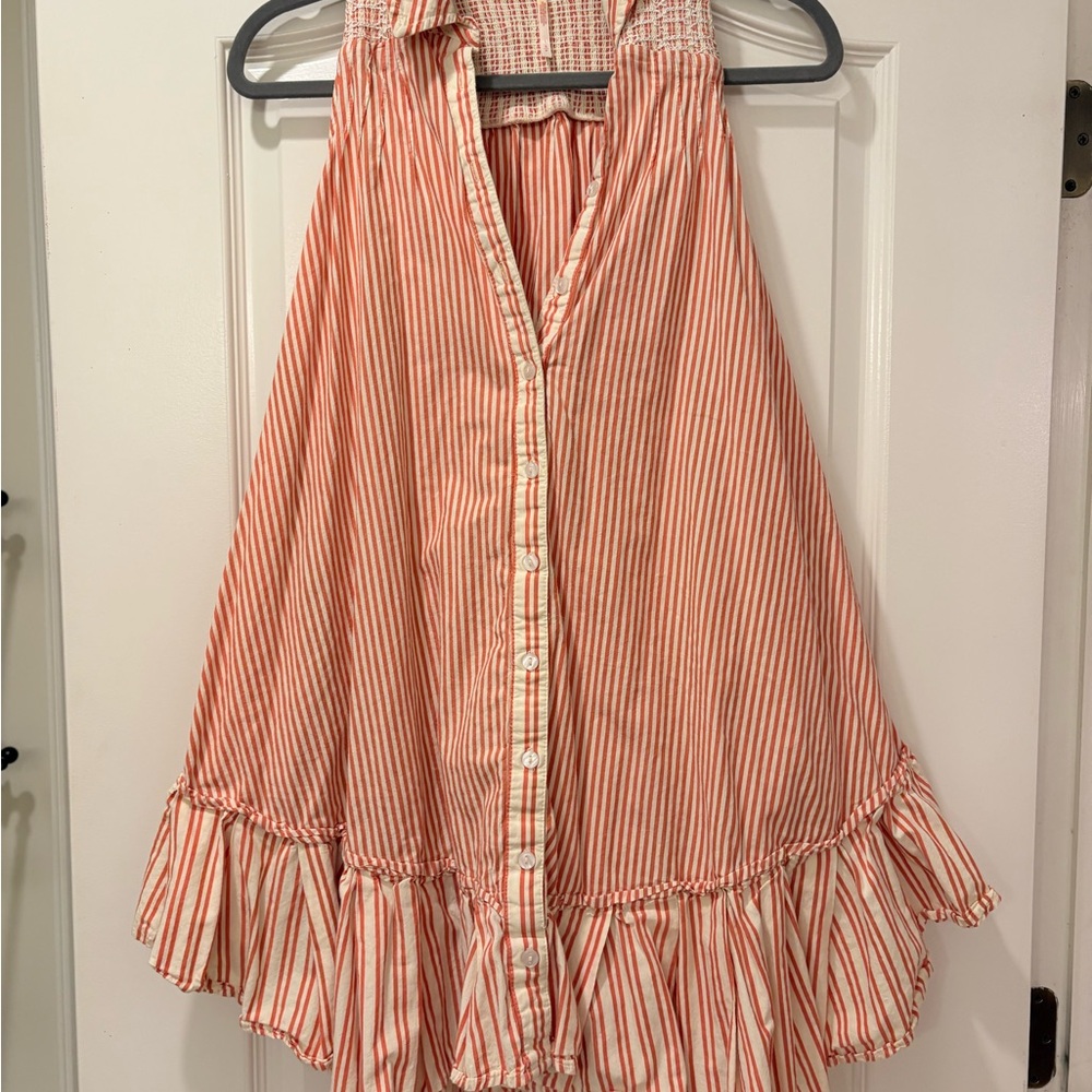Striped Sleeveless Button-Down Dress